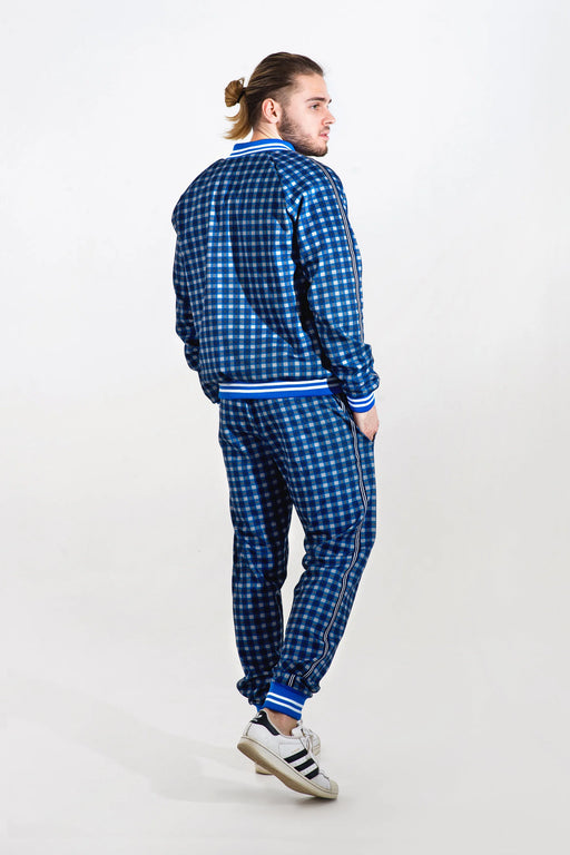 Blue Checkered Tracksuit - Blue Checkered Coach Tracksuit - MarryN