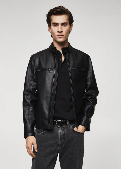 Motorcycle Leather Jacket - Black Leather Jacket - MarryN