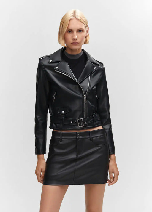 Leather Jacket for Women - Faux-Leather Biker Jacket - MarryN