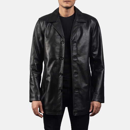 Slate Black Leather Coat