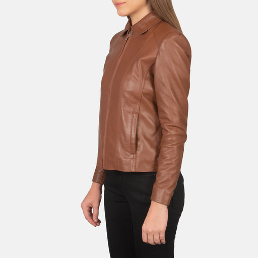 Colette Brown Leather Jacket - Women's Leather Jacket - MarryN