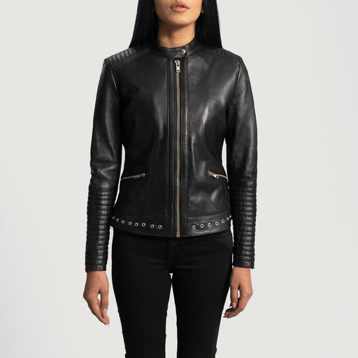 Women's Leather Jacket - Black Leather Biker Jacket - MarryN