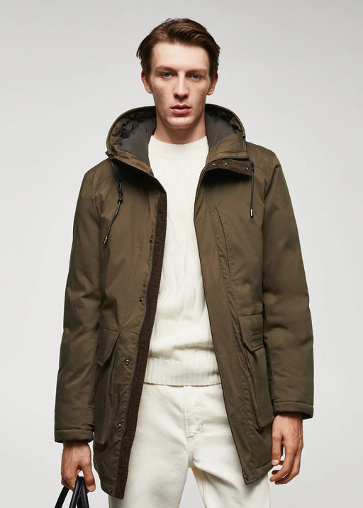 Quilted parka with thermoregulating fabric